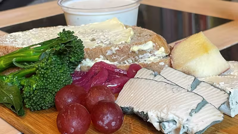 Honestly Tasty Vegan Cheeseboard with Blue, Bree and Garlic Herb Dip